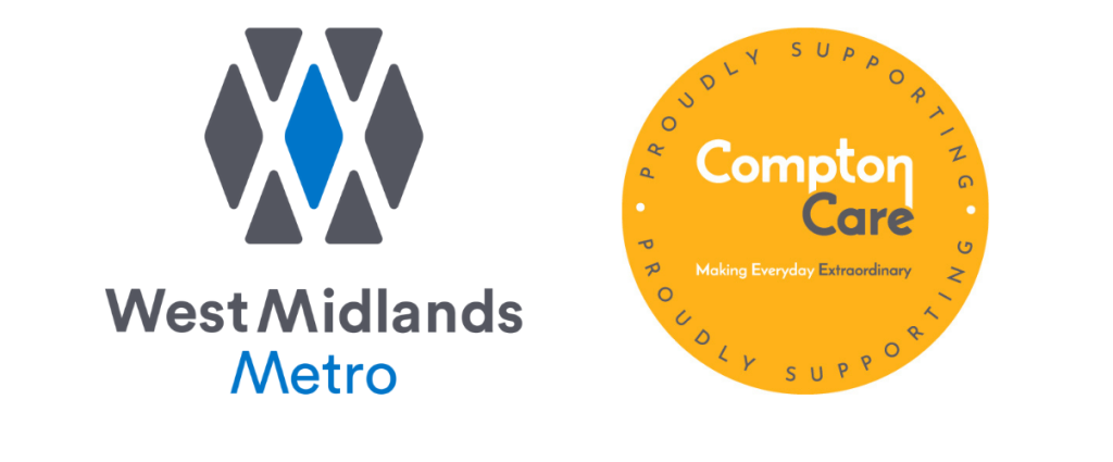 West Midlands Metro logo and Compton Care logo