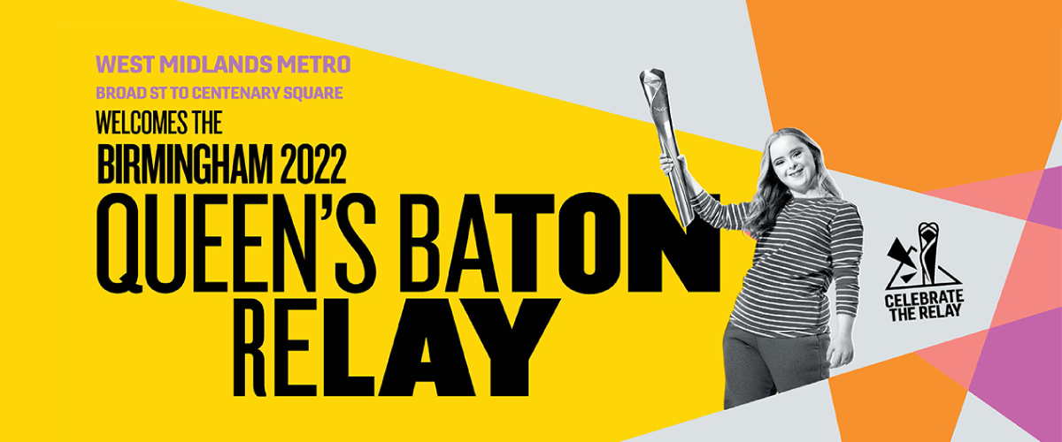West Midlands Metro welcomes the Birmingham 2022 Queens Baton Relay - picture of girl holding relay baton