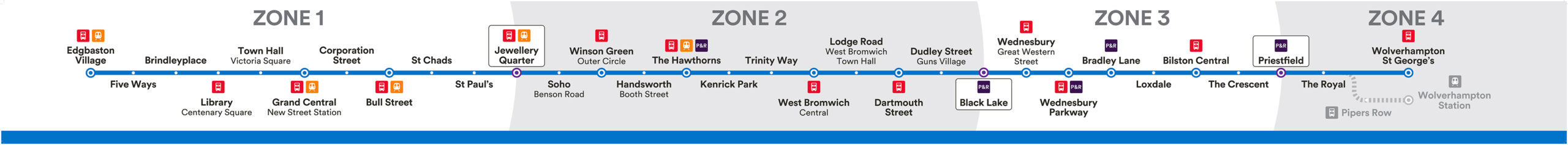 West Midlands Metro Zonal Map